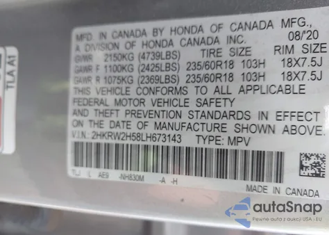2020 Honda Cr-V Awd Ex from USA, damaged, VIN 2HKRW2H58LH673143